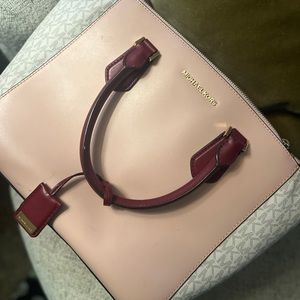 Michael Kors, pink, plum, and grey shoulder purse